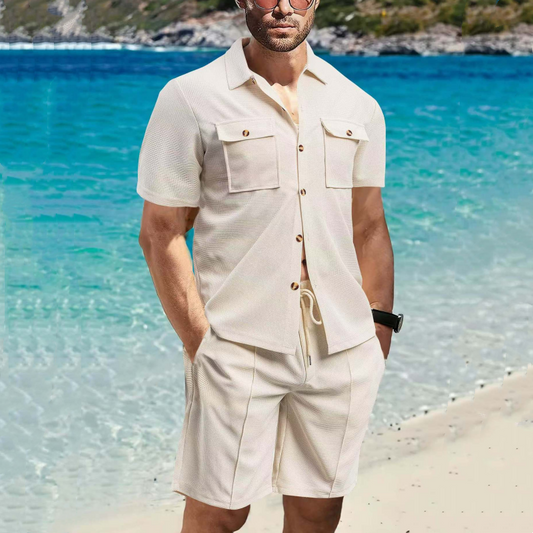 Męskie koszule z krótkim rękawem & Krótkie spodnie 2-częściowy zestaw