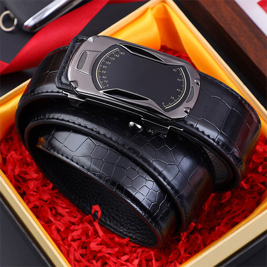 Męski pasek z klamrą automatyczną w wzór krokodyla