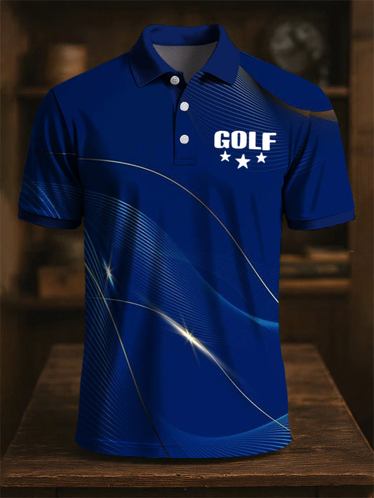 Art Classic Nieregularna linia drukowana Casual Business Koszulka polo