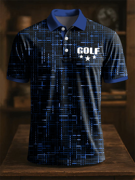 Art Classic Line Check Print Casual Business Koszulka polo