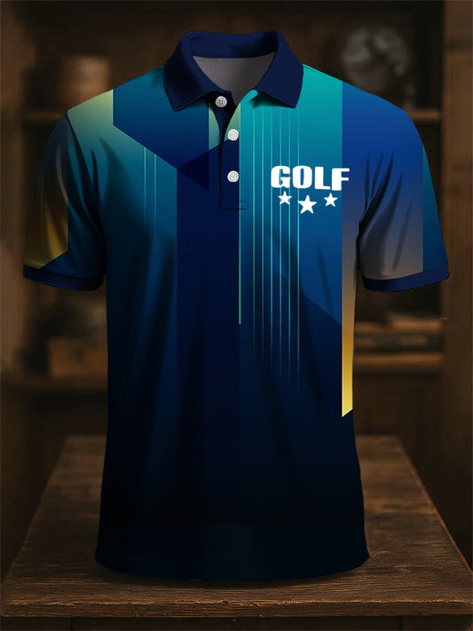Sztuka klasyczna abstrakcyjna gradientowa geometryczna koszulka polo z nadrukiem casual Business
