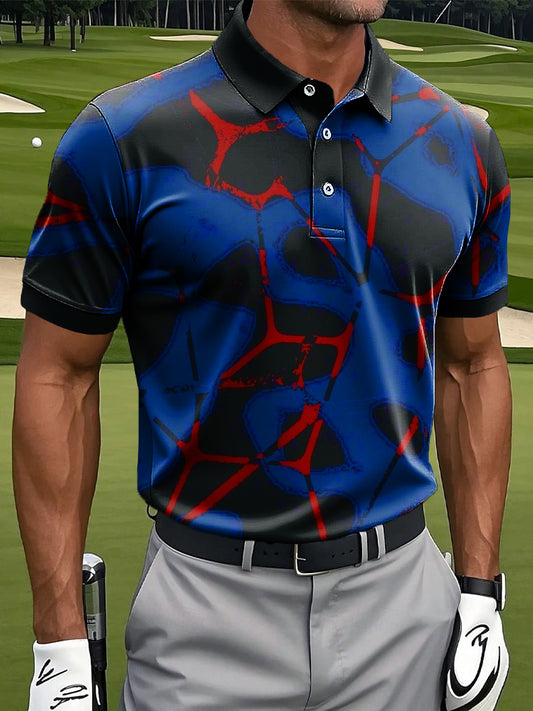 Męska retro abstrakcyjna geometryczna sztuka drukowana Casual Business Polo Shirt