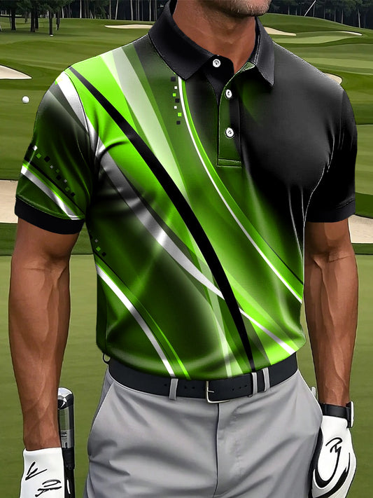 Męska Retro Gradient Abstrakcyjna Linia Artystyczna Nadruk Casualowa Biznesowa Koszulka Polo