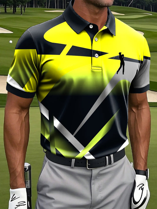 Męska Retro Gradient Abstrakcyjna Linia Artystyczna Nadruk Casualowa Biznesowa Koszulka Polo