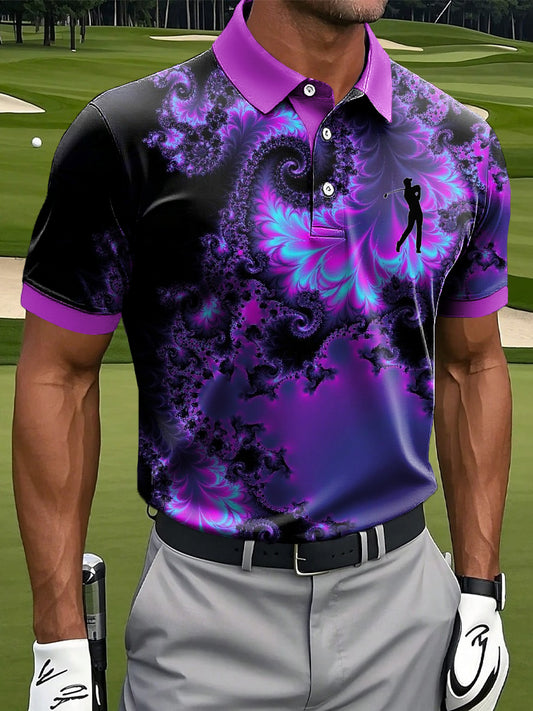 Męska sztuka retro abstrakcyjna spiralna koszulka polo biznesowa z nadrukiem