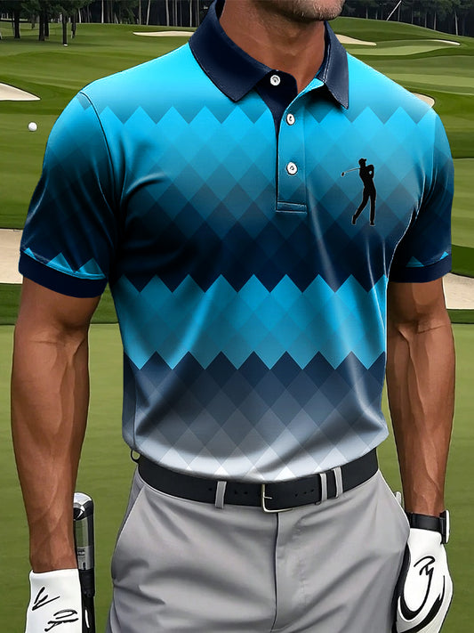 Męska Retro Gradient Geometryczny Nadruk Artystyczny Casual Biznesowa Koszulka Polo