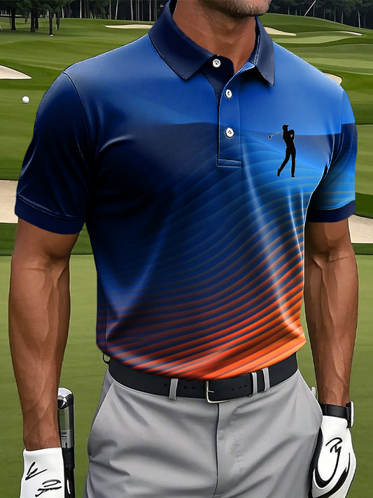 Męska retro abstrakcyjna kolorowa teksturowana sztuka drukowana Casual Business Polo Shirt