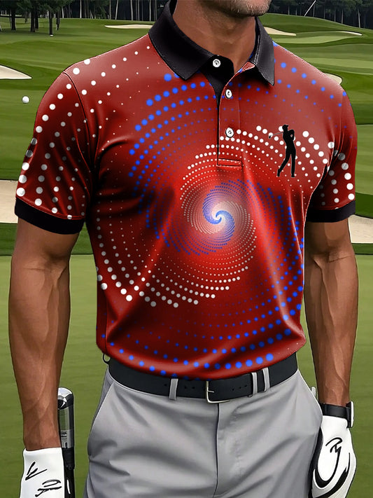 Męska kolorowa koszulka polo z nadrukiem artystycznym w stylu retro