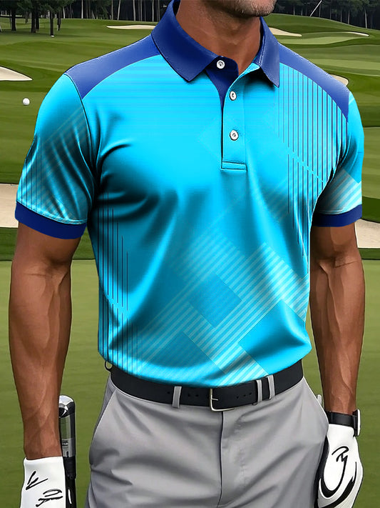 Męska Retro Gradient Nieregularna Linia Nadruk Artystyczny Casual Biznesowa Koszulka Polo