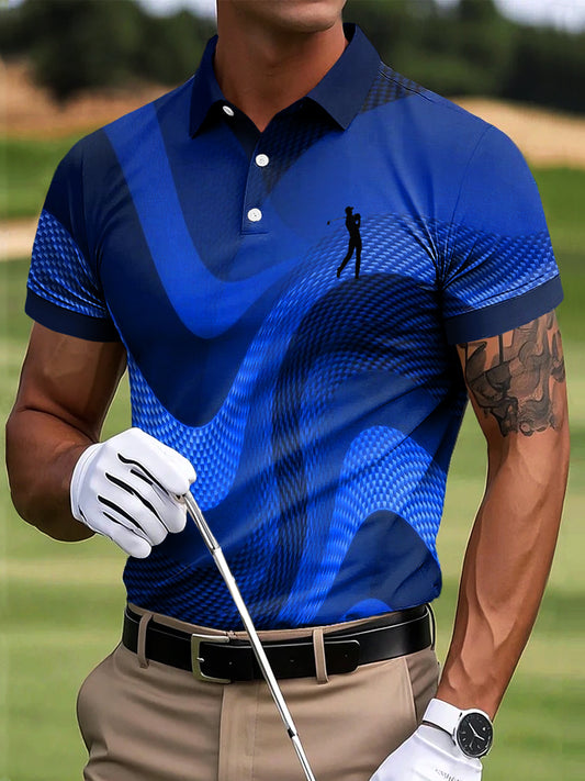 Męski Golf Abstrakcyjna Fala Tekstury Artystyczny Nadruk Casual Biznesowa Koszulka Polo