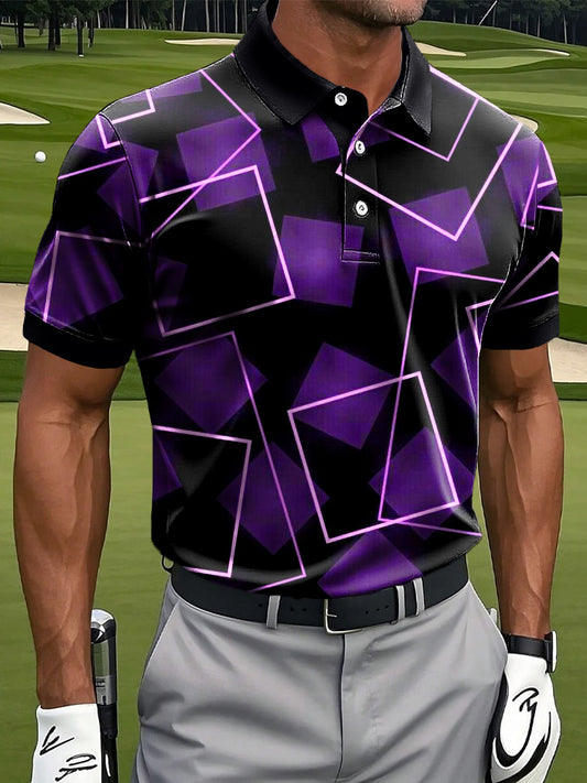 Męska retro abstrakcyjna nieregularna geometryczna sztuka drukowana Casual Business Polo Shirt