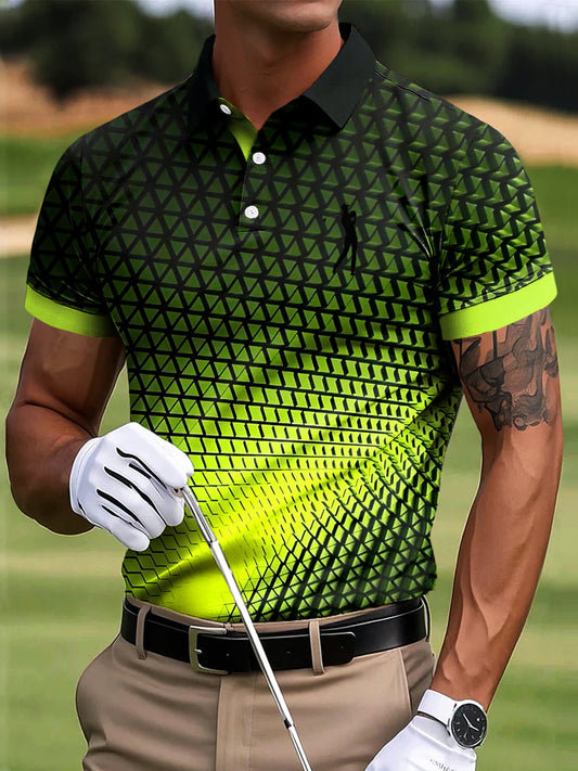 Męski Golf Gradient Geometryczny Patchwork Art Print Casual Business Polo Shirt