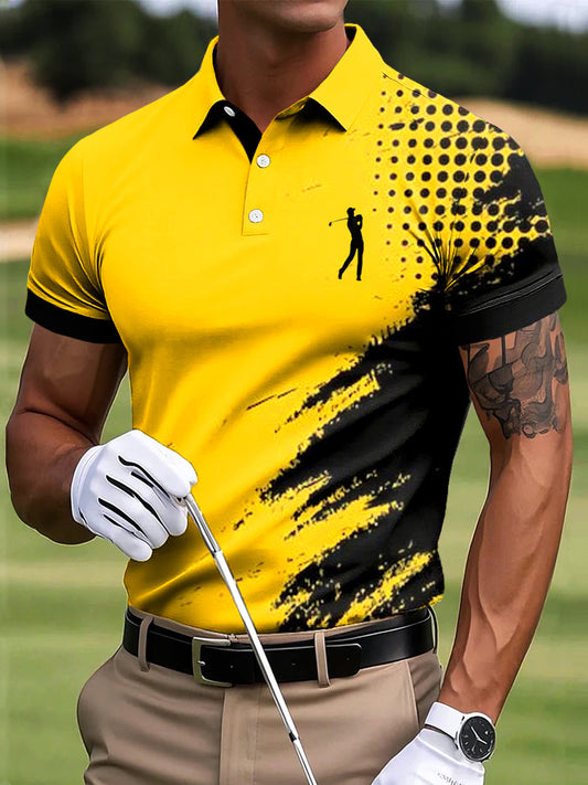 Męski golf abstrakcyjny obraz tuszem Art Print Casual Business Koszulka polo