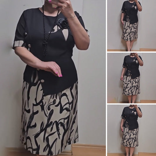 Modna damska sukienka z nadrukiem i luźnym krojem