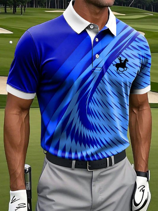 Męska retro abstrakcyjna geometryczna artystyczna koszulka polo z nadrukiem geometrycznym w stylu retro