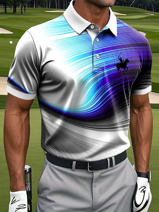 Męska retro abstrakcyjna linia gradientowa Art Print Casual Business Polo Shirt