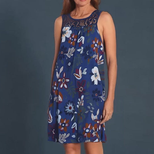 Modna damska sukienka bez rękawów z nadrukiem