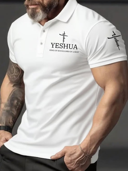 Męska koszulka polo z nadrukiem Faith Cross