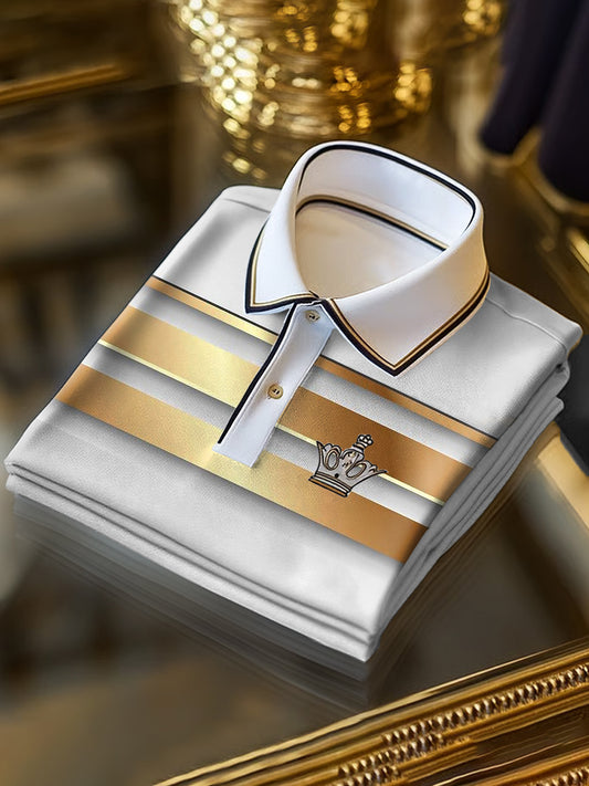 Klasyczna koszulka polo z krótkim rękawem w paski Art Print Business