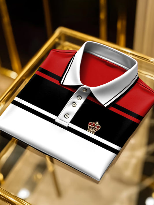 Biznesowa koszulka polo z krótkim rękawem w stylu retro w paski