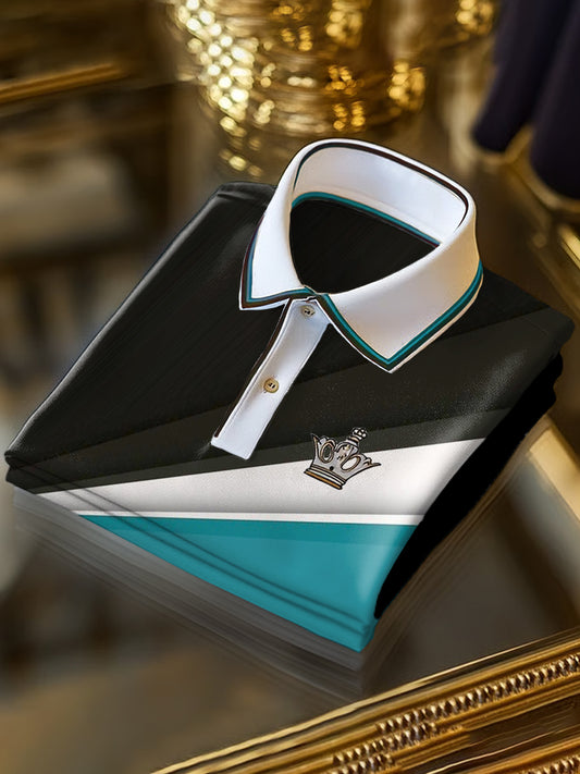 Klasyczna geometryczna koszulka polo z krótkim rękawem w stylu artystycznym