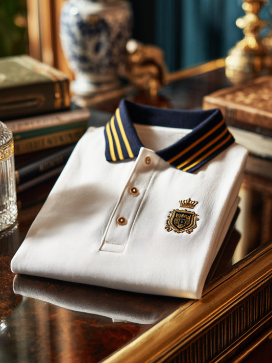 Koszulka polo retro Royal Premium Patchwork Business z krótkim rękawem