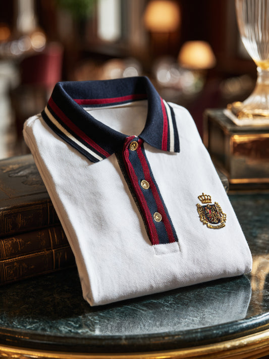 Retro Royal Premium w paski Biznesowa koszulka polo z krótkim rękawem