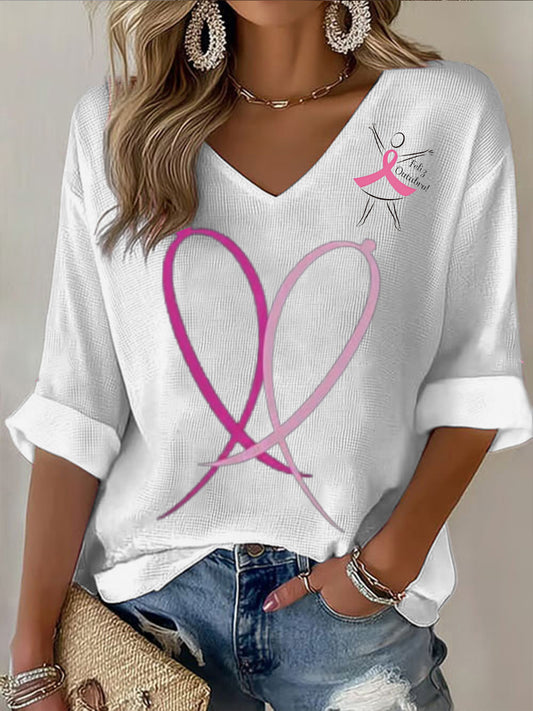 Prosta damska slogan raka piersi casual krótka koszulka