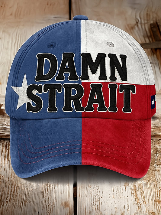 Retro Damn Strait Muzyka country Texas Western Printed Vintage Retro Unisex Resort Czapka baseballowa