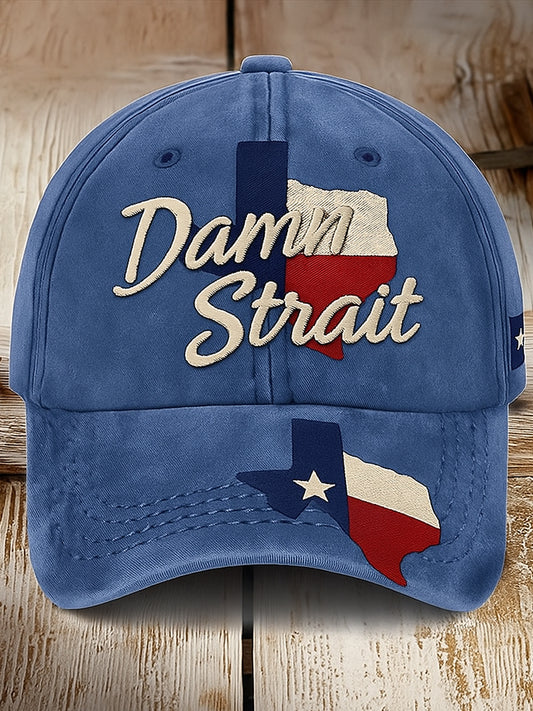 Retro Damn Strait Muzyka country Texas Western Printed Vintage Retro Unisex Resort Czapka baseballowa