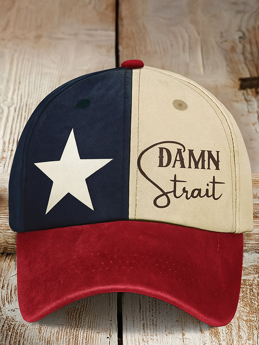 Retro Damn Strait Muzyka country Texas Western Printed Vintage Retro Unisex Resort Czapka baseballowa