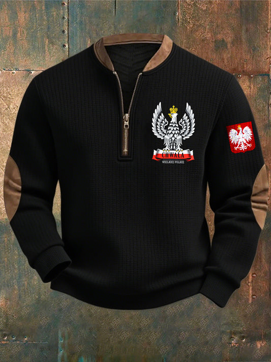 Retro biała bluza z kapturem z motywem orła