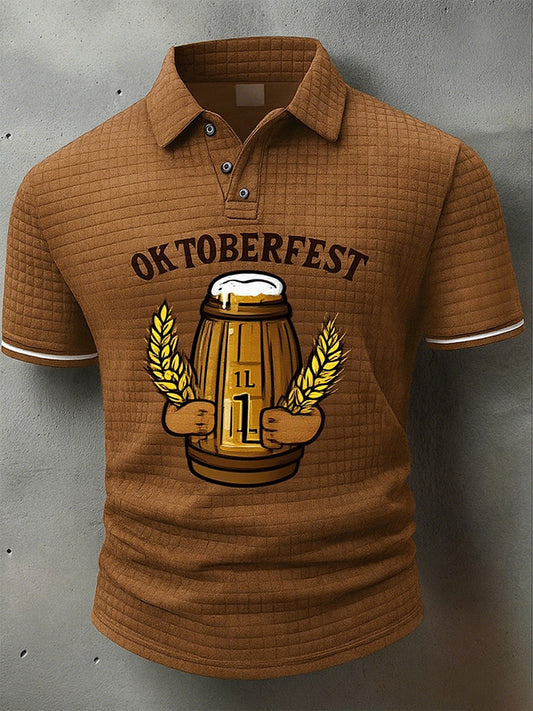 Vintage męska koszulka polo z rękawem Oktoberfest Deerskin Art Print