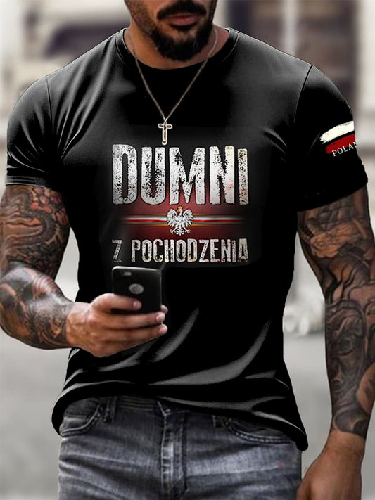 Męski Polski Orzeł Wzór Casual T-shirt