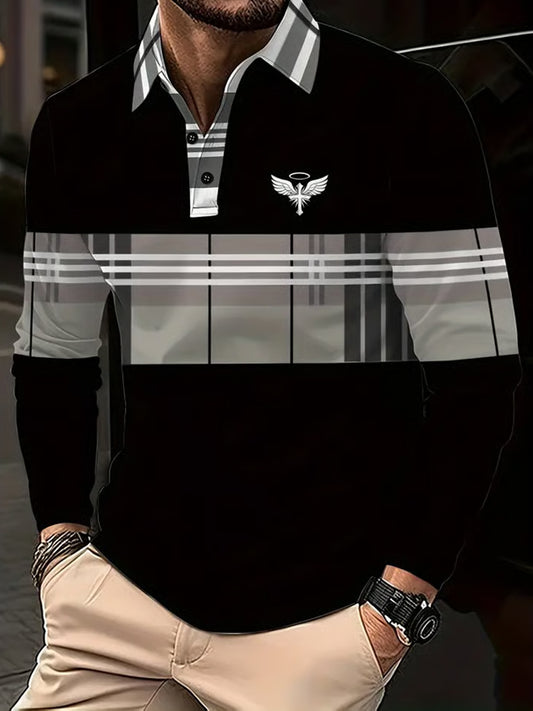 Męska koszulka polo z długim rękawem Retro Business Casual