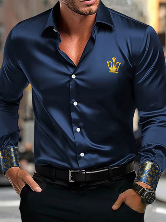 Męska biznesowa luksusowa koszula z długim rękawem w stylu biznesowym