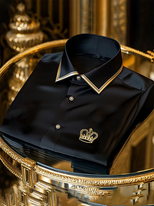 Męska biznesowa luksusowa koszula z długim rękawem w stylu biznesowym