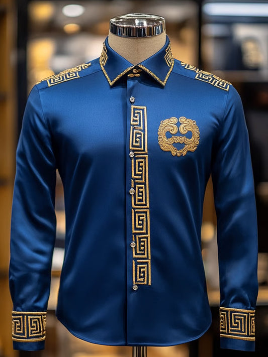 Męska biznesowa luksusowa koszula z długim rękawem w stylu biznesowym