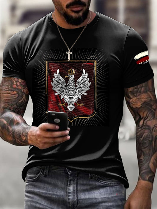 Męska mapa Vintage White Eagle Abstract Casual T-Shirt