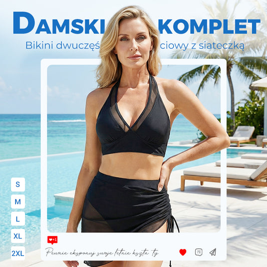 Damski komplet bikini dwuczęściowy z siateczką