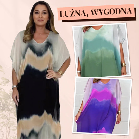 ✨【S-4XL】Wygodna damska sukienka szyfonowa w kolorze szarym