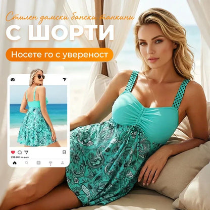 🔥👙【S-4XL】Μαγιό με μπλε-μπλε στάμπα