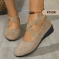 🌹Eleganckie buty na niskim klinie z elastycznym paskiem w jednolitym kolorze🩰