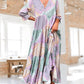 【M-3XL】🌈 Sukienka z nadrukiem w blokach kolorowych z 3/4 rękawami