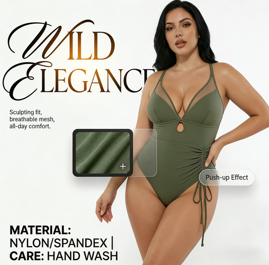 Damska jednoczęściowa kostium kąpielowy z dekoltem w serek i spódniczką z siateczki