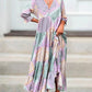【M-3XL】🌈 Sukienka z nadrukiem w blokach kolorowych z 3/4 rękawami
