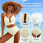 🔥 S-2XL 🌞✨49% ΕΚΠΤΩΣΗ! 👙Γυναικείο μαγιό με ψηλή μέση και διακοσμητικά τελειώματα