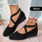 🌹Eleganckie buty na niskim klinie z elastycznym paskiem w jednolitym kolorze🩰