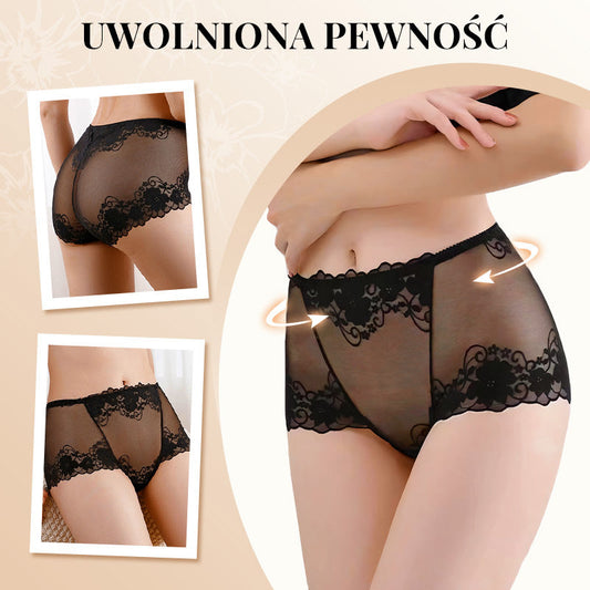 Damskie ręcznie robione bokserki z koronką o wysokim stanie