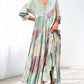 【M-3XL】🌈 Sukienka z nadrukiem w blokach kolorowych z 3/4 rękawami
